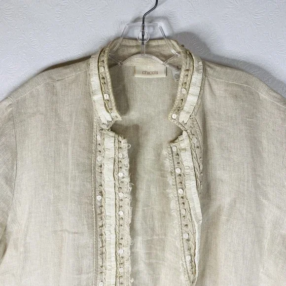 Chico’s Size 3 / XL Linen Blend Jacket - Picture 2 of 11